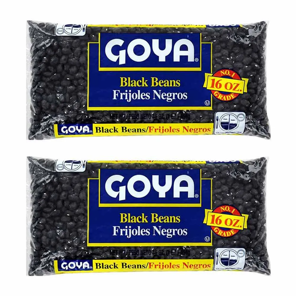 2 Bags Goya Black Beans Dry Food Frijoles Negros Protein Fiber 32 Ounce 2 Pounds