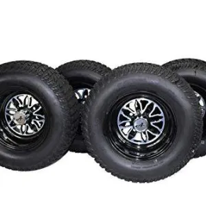 20x10.00-10 ATW-020 Turf Tires with 10x7 Fusion Glossy Black Wheels for Golf Carts (Set of 2)