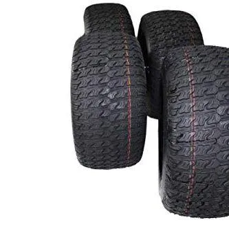 20x10.00-10 ATW-020 Turf Tires with 10x7 Fusion Glossy Black Wheels for Golf Carts (Set of 2)