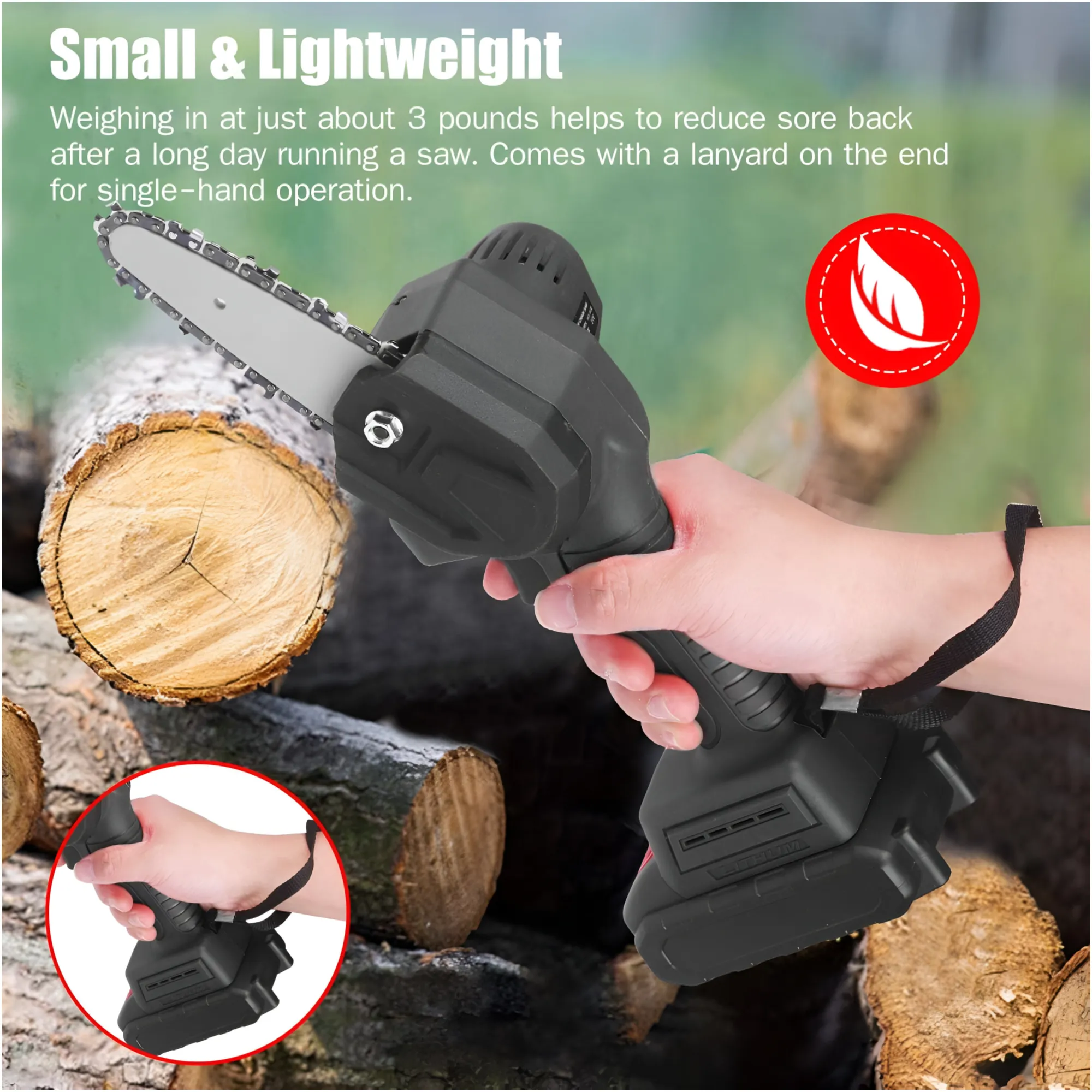 21V Cordless Multi Functional Portable Chainsaw With Two 1500mA Batteries Q-DJ1005