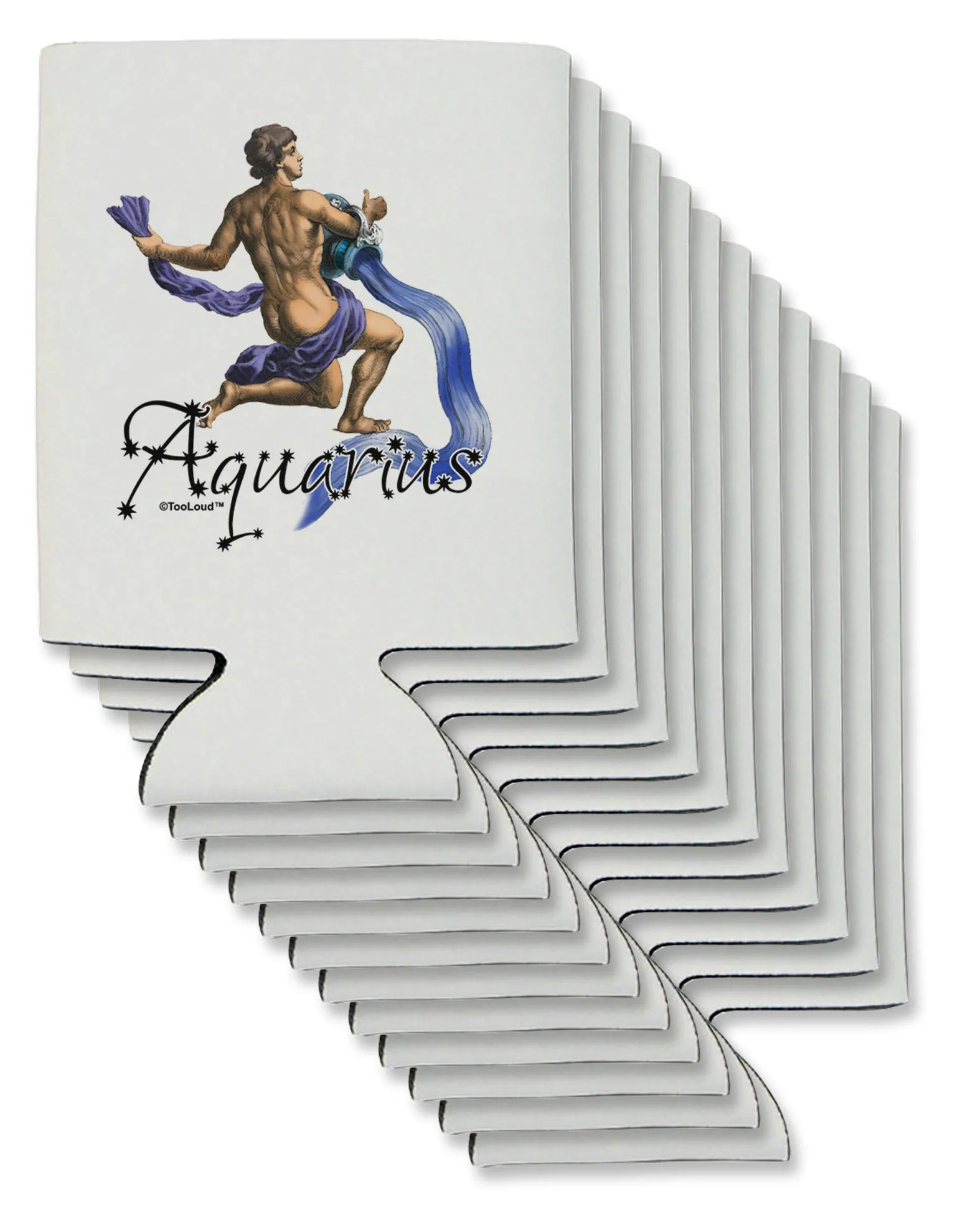 Aquarius Color Illustration Can / Bottle Insulator Coolers