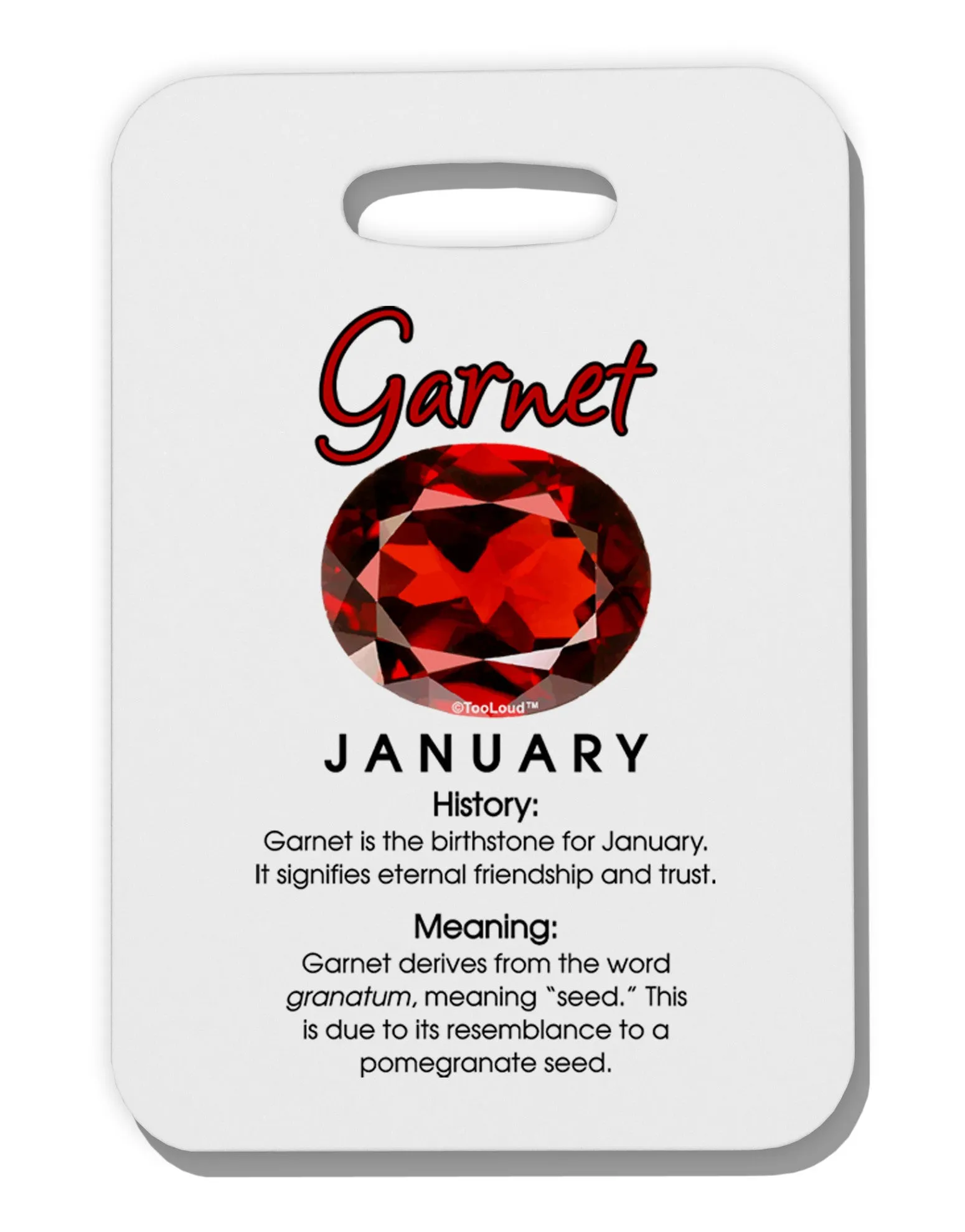 Birthstone Garnet Thick Plastic Luggage Tag
