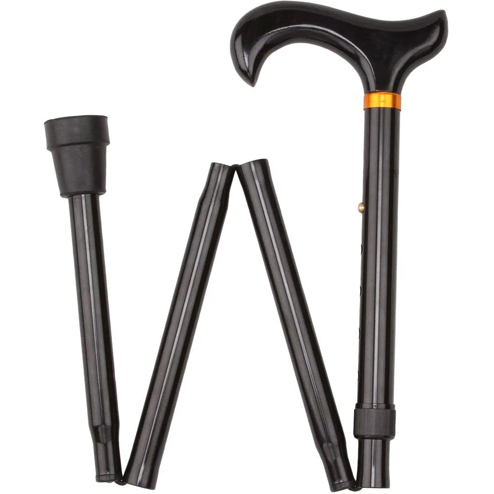 Black Adjustable Derby Folding Cane