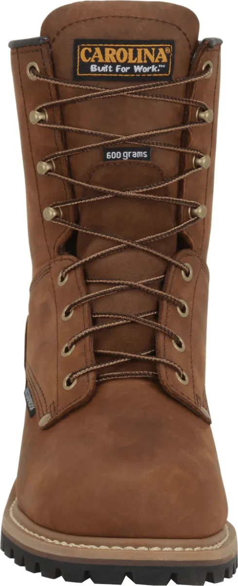 Carolina Men's 8" Waterproof Insulated Logger - Round Steel Toe
