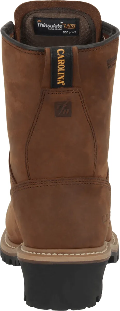 Carolina Men's 8" Waterproof Insulated Logger - Round Steel Toe