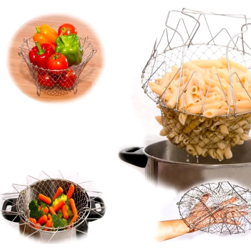 Collapsible Mesh Basket Cooking Tool