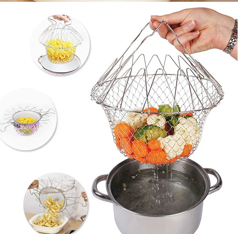 Collapsible Mesh Basket Cooking Tool