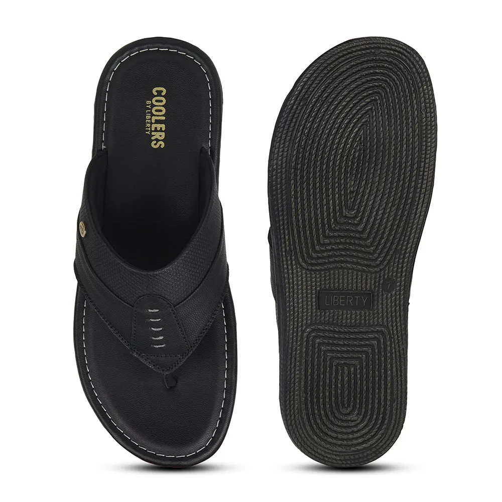 Coolers Black Casual Slipper For Men AOL-13 By Liberty