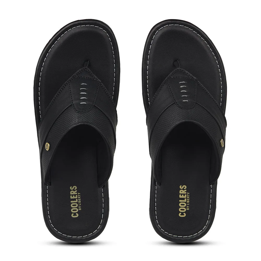 Coolers Black Casual Slipper For Men AOL-13 By Liberty