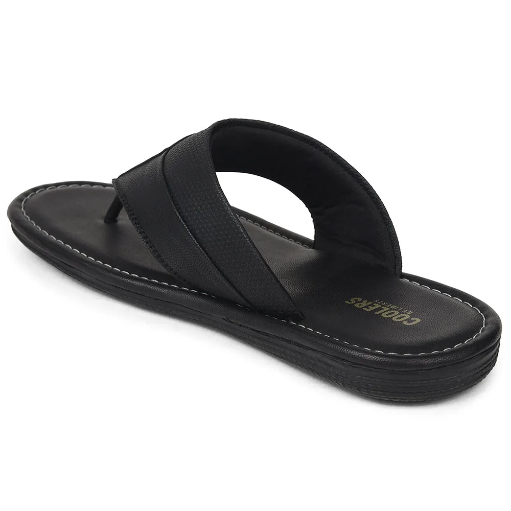 Coolers Black Casual Slipper For Men AOL-13 By Liberty