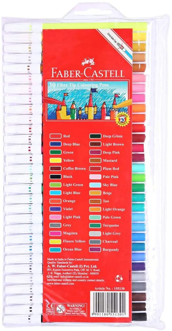 FABER-CASTELL Fibre Tip Pens - (Pack of 30)