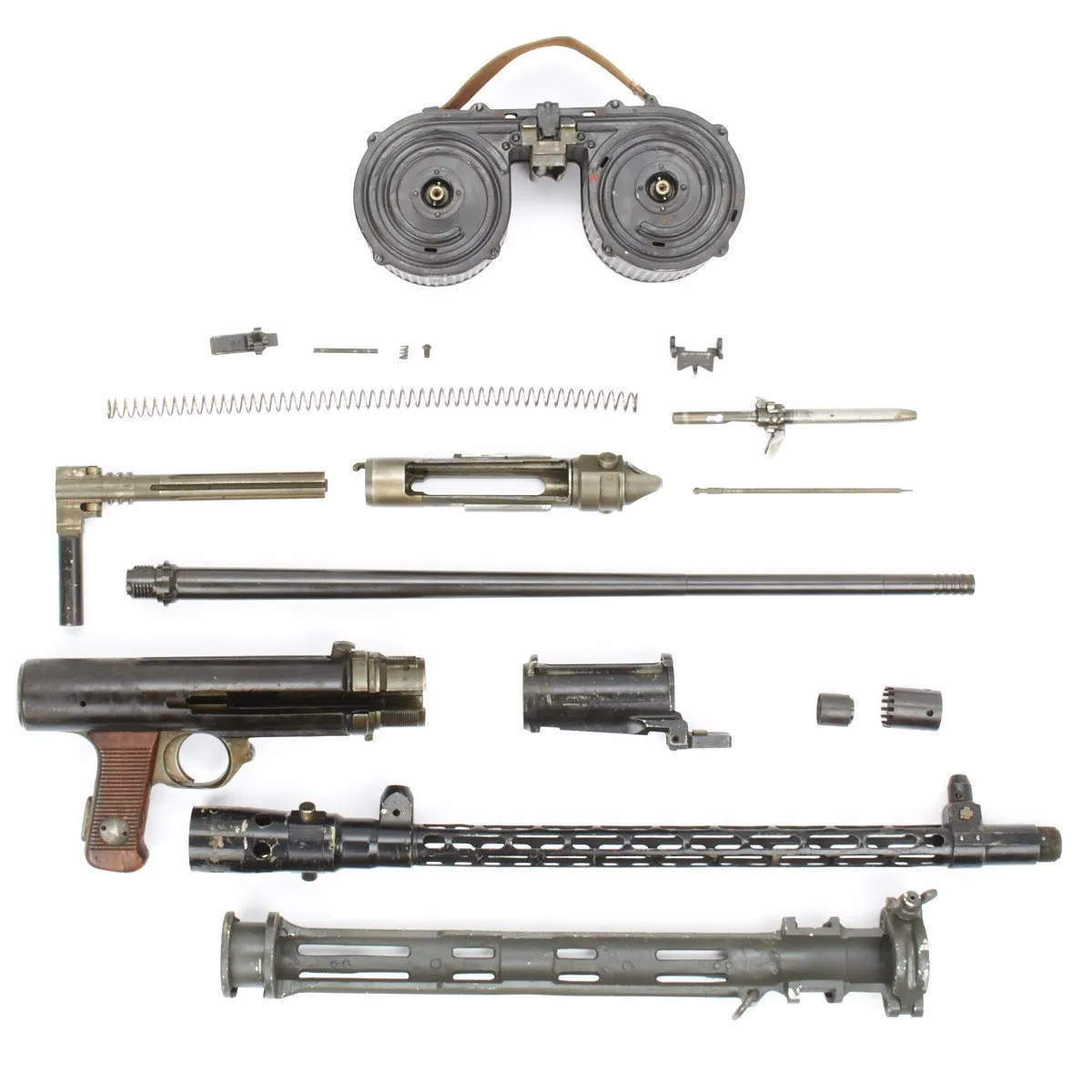 German WWII Luftwaffe MG 15 Air Cooled Parts Set with Saddle Drum Magazine