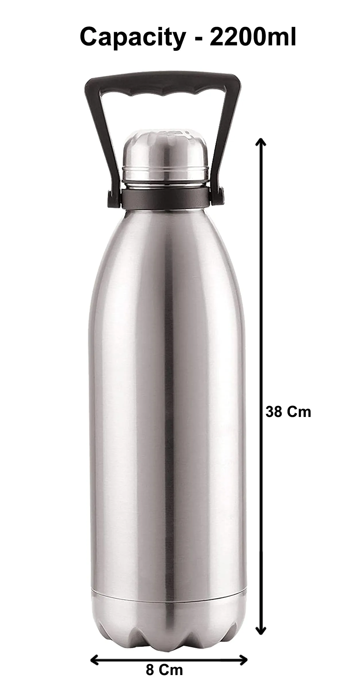 Heart Home Stainless Steel 24 Hours Plus Hot and Cold Water Bottle, 2.2 Litre (Silver)