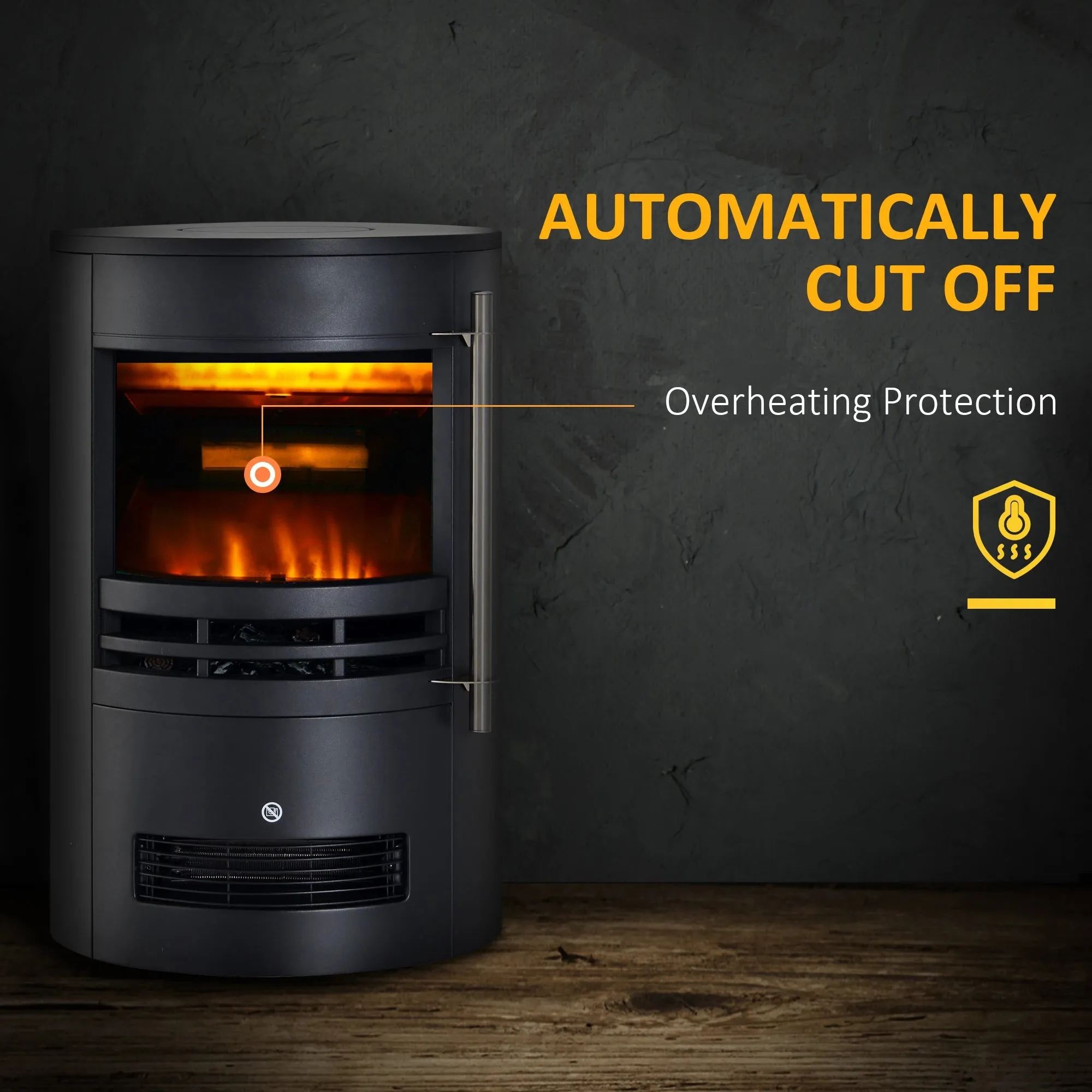 HOMCOM Dual Power Freestanding Electric Fireplace with Thermostat Control