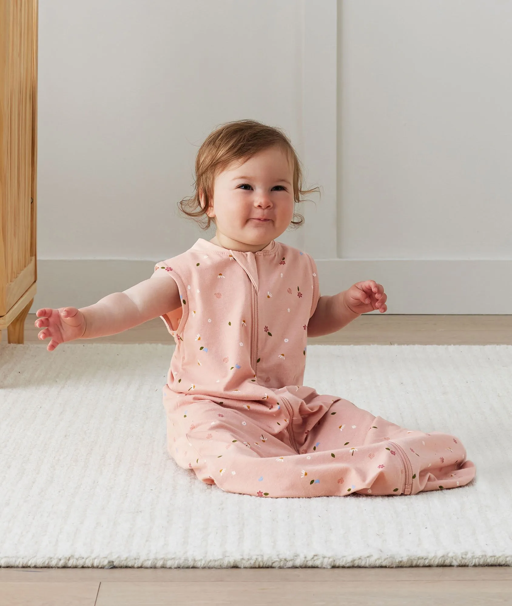 Jersey Sleep Suit Sack 0.2 TOG Daisies