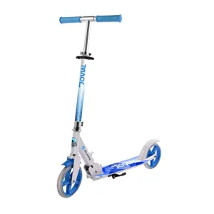 Jovial 2-Wheel Folding Kick Scooter - Compact Foldable Riding Scooter for Teens w/Adjustable Height, Alloy Anti-Slip Deck, 7” Wheels, Mud Guard Front Wheel, for Kids Boys/Girls 6  Yrs Old (Avalanche)