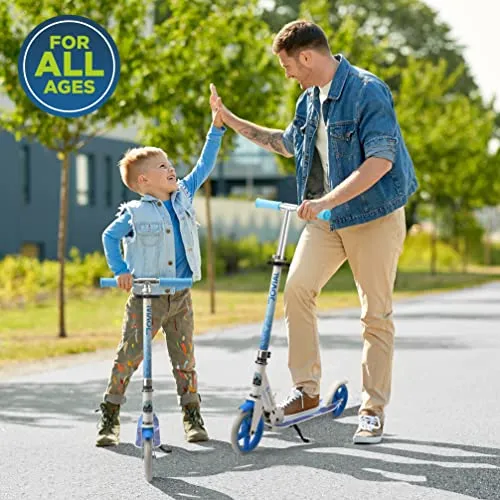 Jovial 2-Wheel Folding Kick Scooter - Compact Foldable Riding Scooter for Teens w/Adjustable Height, Alloy Anti-Slip Deck, 7” Wheels, Mud Guard Front Wheel, for Kids Boys/Girls 6  Yrs Old (Avalanche)