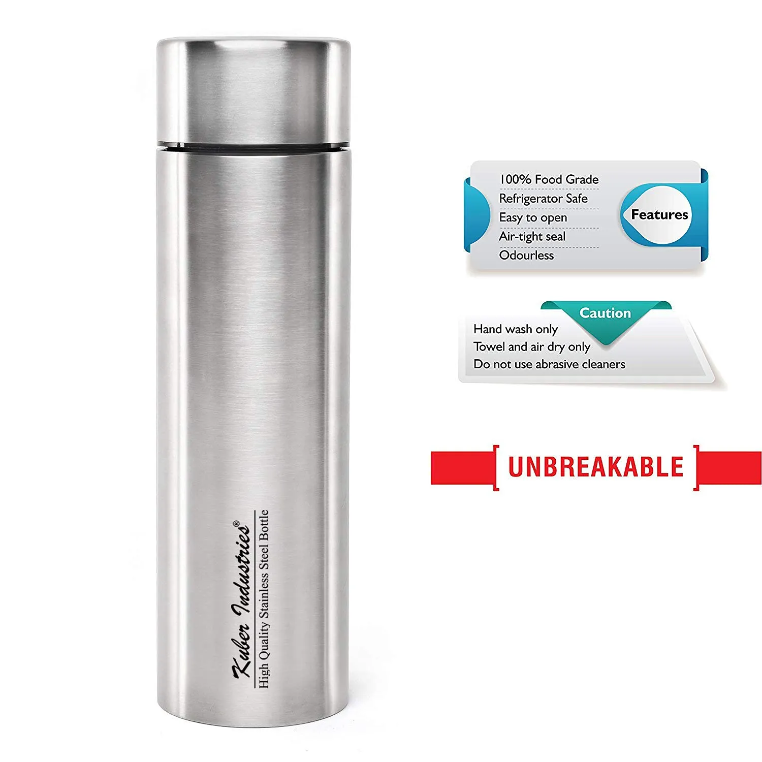 Kuber Industries Insulated Stainless Steel Water Bottle, Leakproof Lids, Great for Travel, Picnic & Camping, 1000 ML- Pack of 4 (Silver)
