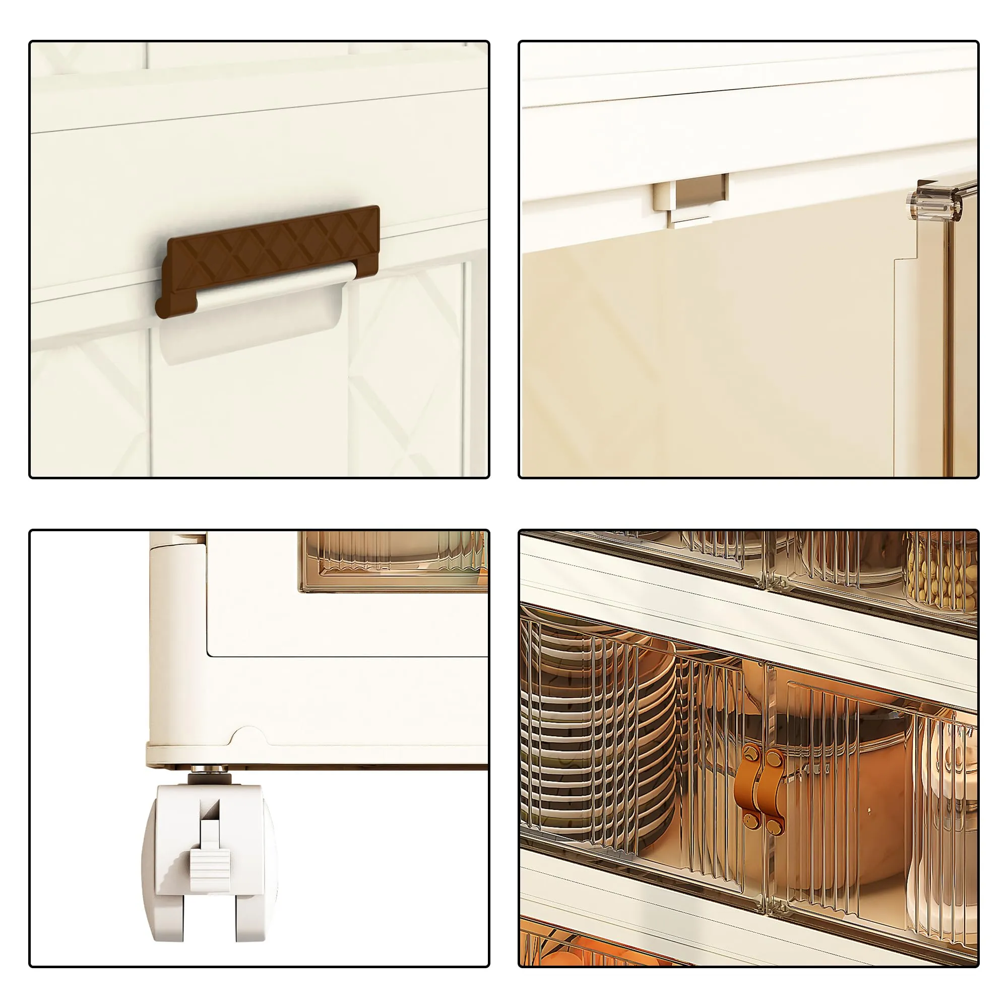 Kuber Industries (Set of 2) 3-Layer Double Door Almirah for Clothes - Collapsible & Foldable Dress Racks/Plastic Cupboard for Storage - White