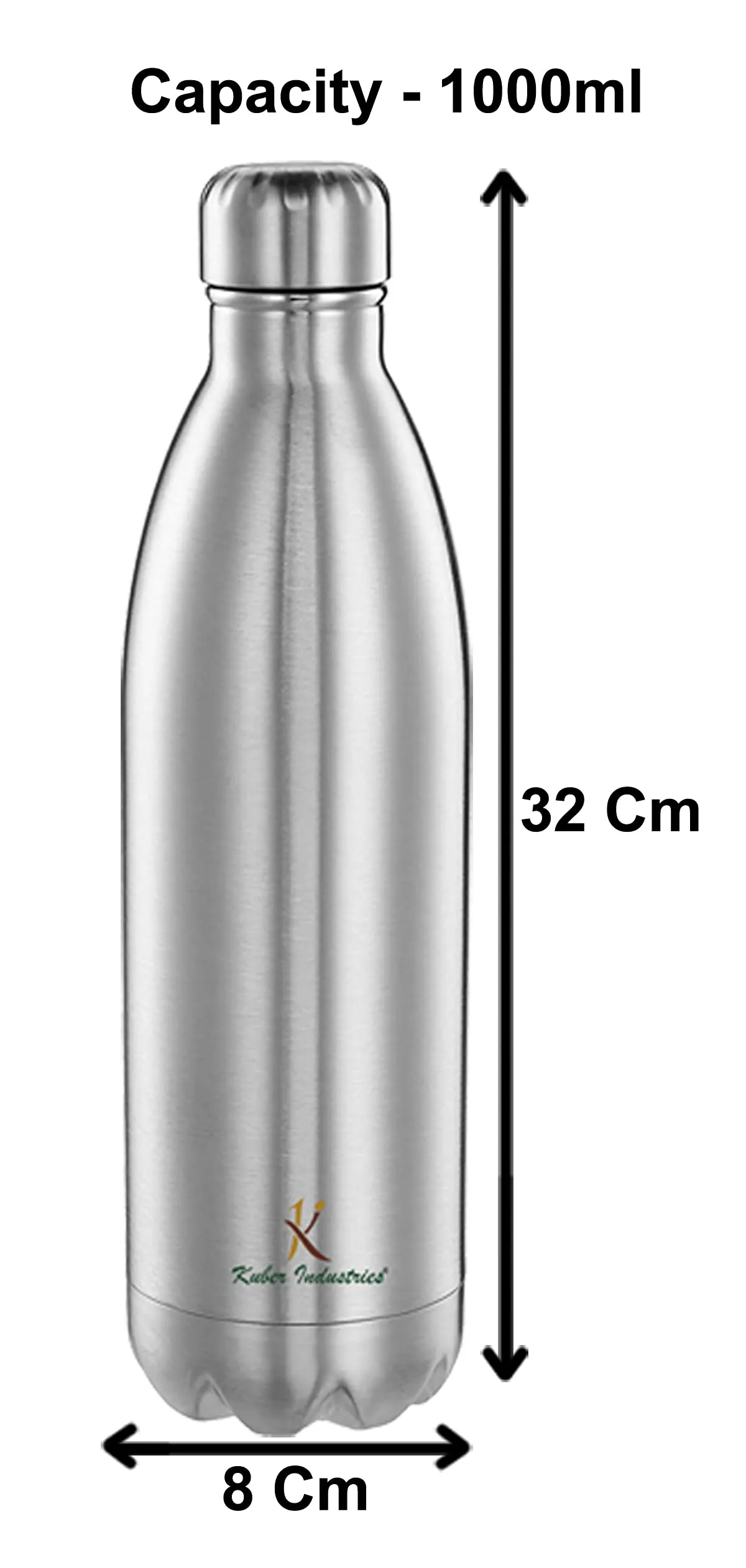Kuber Industries Stainless Steel 24 Hours Plus Hot and Cold Water Bottle, 1 Litre (Silver)