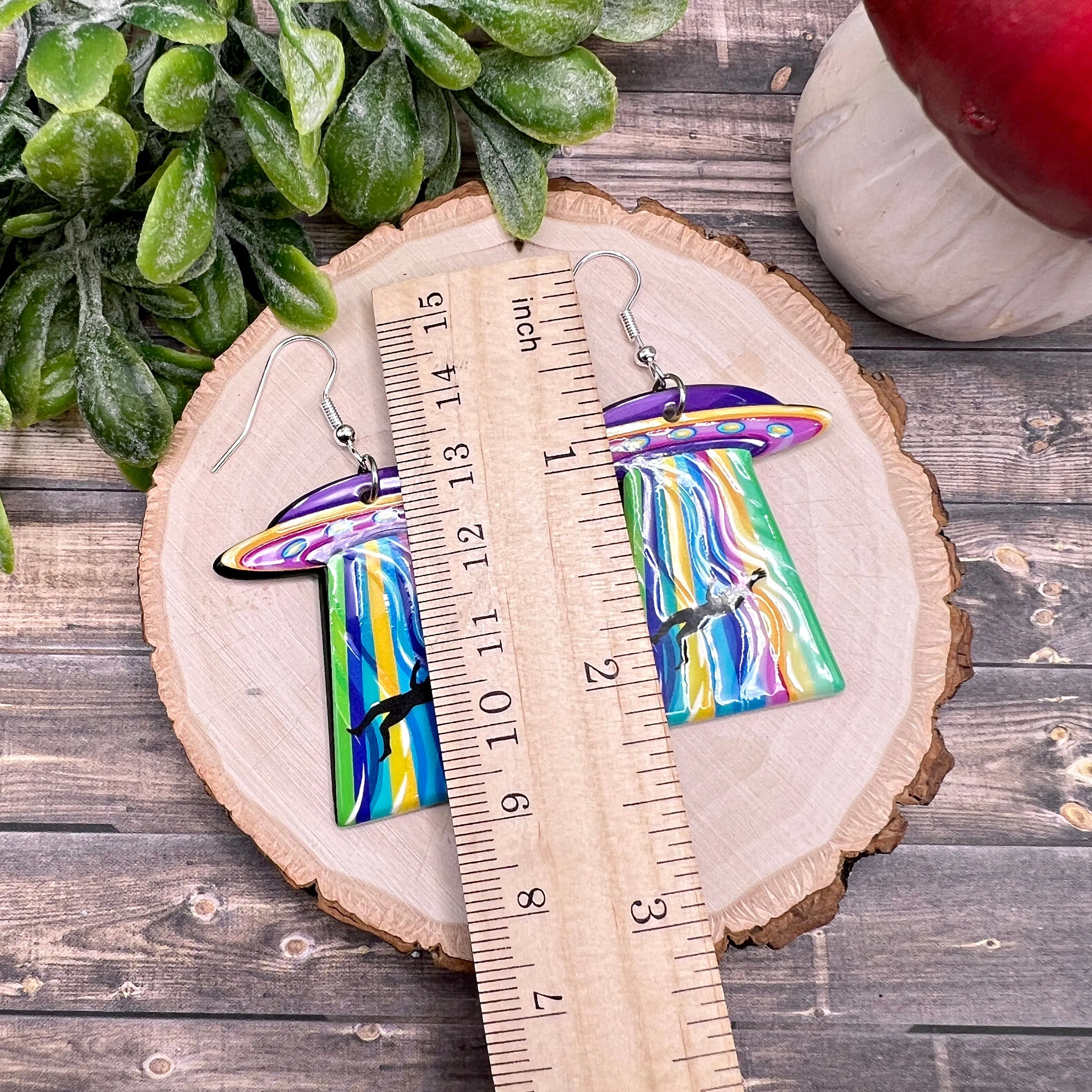 Lightweight Alien Abduction UFO Acrylic  Space Earrings