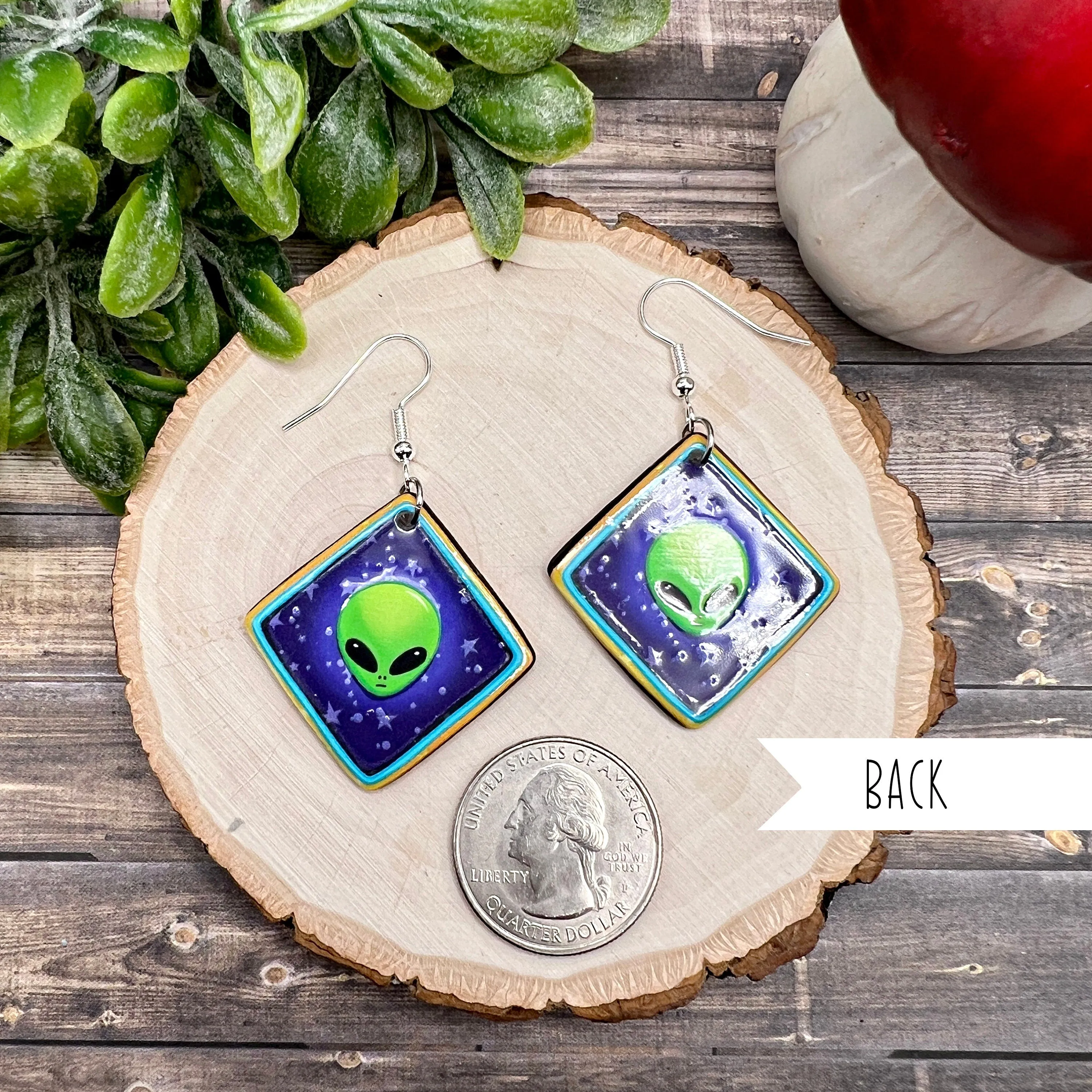 Lightweight Alien Abduction UFO Acrylic  Space Earrings