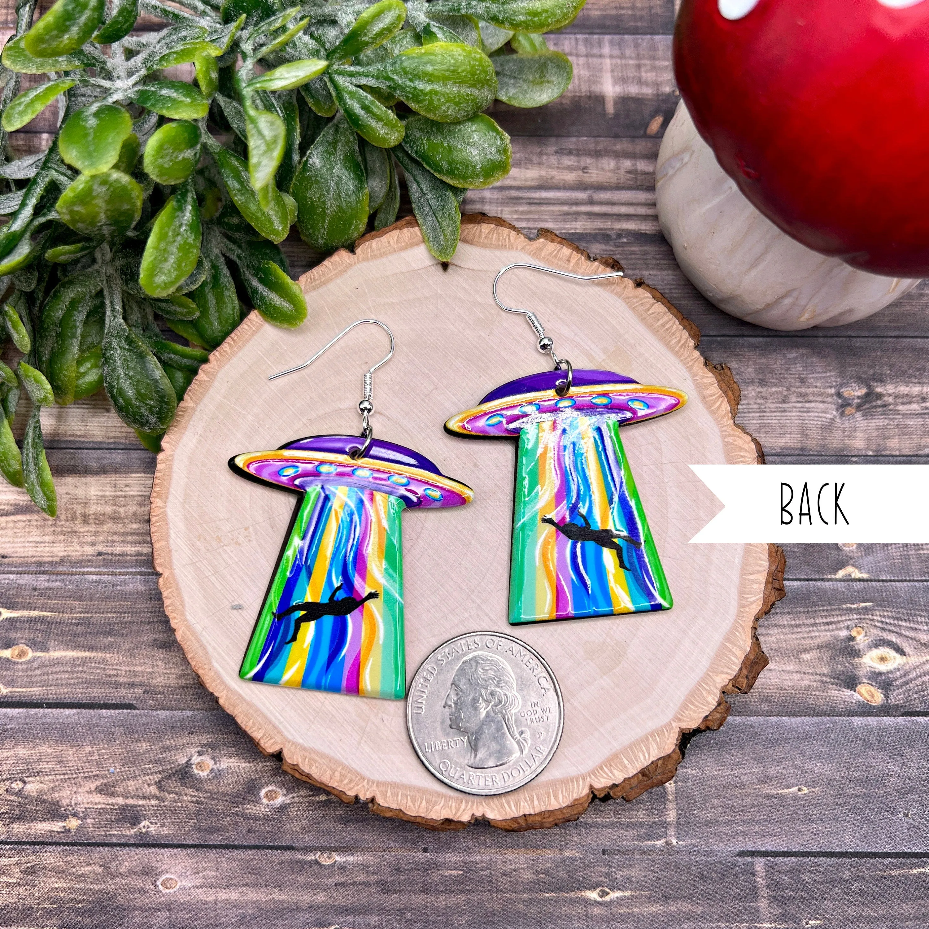 Lightweight Alien Abduction UFO Acrylic  Space Earrings
