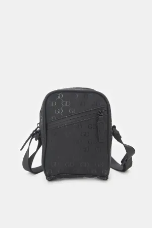 Men Black Printed Cross Body Bag