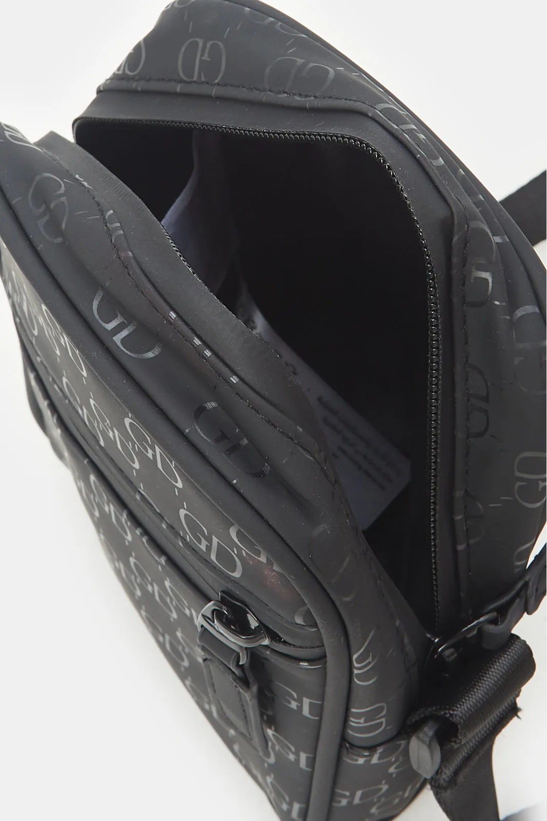 Men Black Printed Cross Body Bag