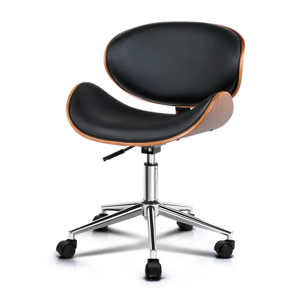 Modern Wooden Office Chair, PU Leather Seat - Artiss