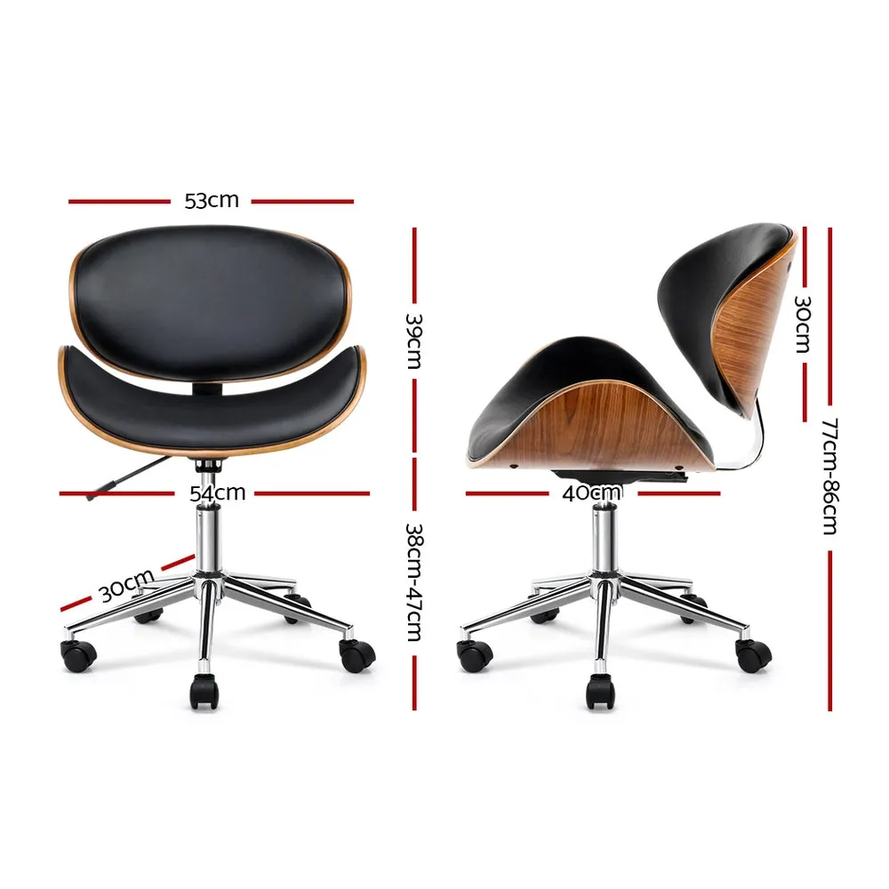 Modern Wooden Office Chair, PU Leather Seat - Artiss