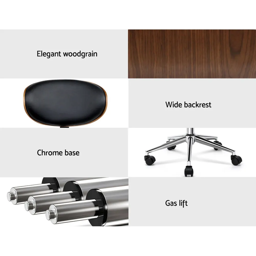 Modern Wooden Office Chair, PU Leather Seat - Artiss