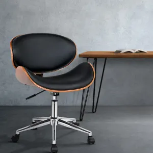 Modern Wooden Office Chair, PU Leather Seat - Artiss