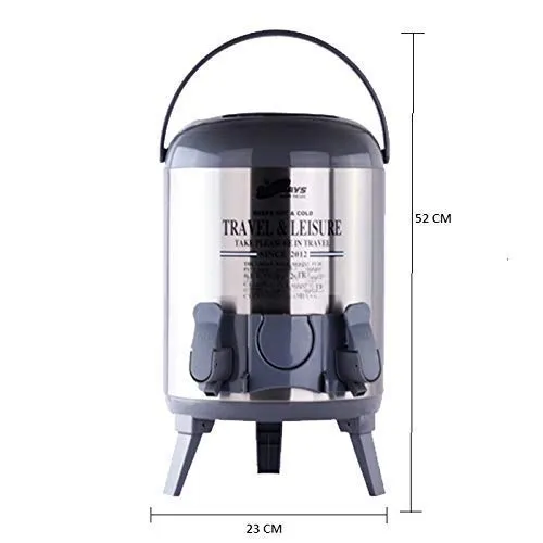 Moradiya Fresh Stainless Steel Travel Water Jug, 9.5 liters, Silver Black | Travel Water Container | Water Thermos