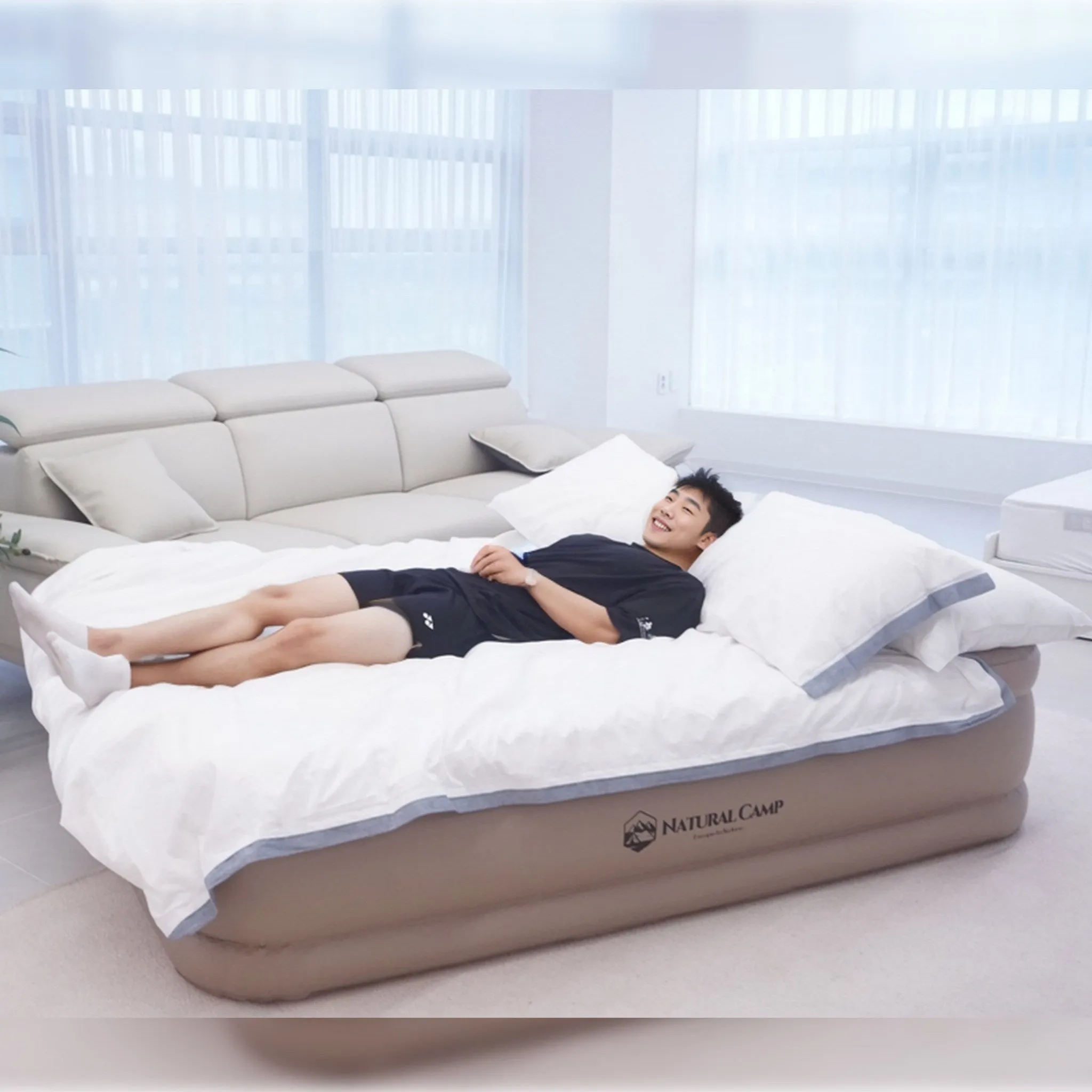 Natural Camp 4th Generation Air Mattress Height 45cm Camping Mat Self-Inflating Automatic Recharge Portable Mattress for Outdoor Camping Double Queen Size - Car Camping Mat - 🏆 #56 - Automotive Accessories - Best of December