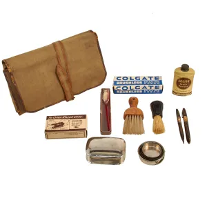 Original U.S. WWII Era Toiletry Hygiene Bag Kit With Unused Contents
