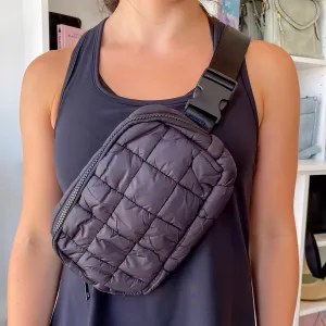Puff Fanny Pack, Puff Waist Bag- Black