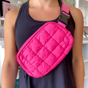 Puff Fanny Pack, Puff Waist Bag- Fuschsia