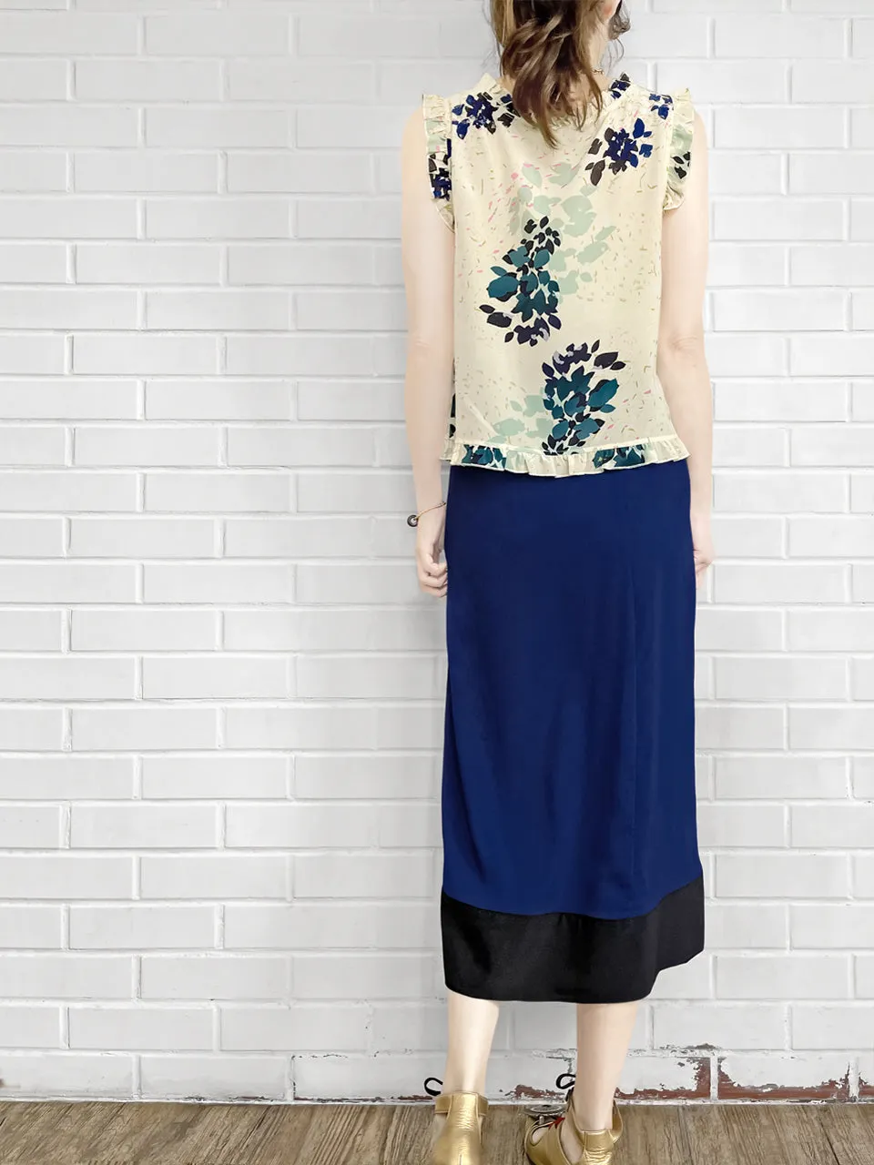 Surprise Sale! Electric Blue Asymmetric Drape Sarong Midi Skirt