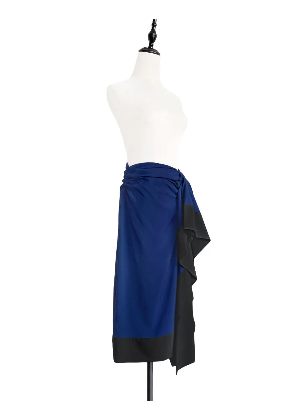 Surprise Sale! Electric Blue Asymmetric Drape Sarong Midi Skirt