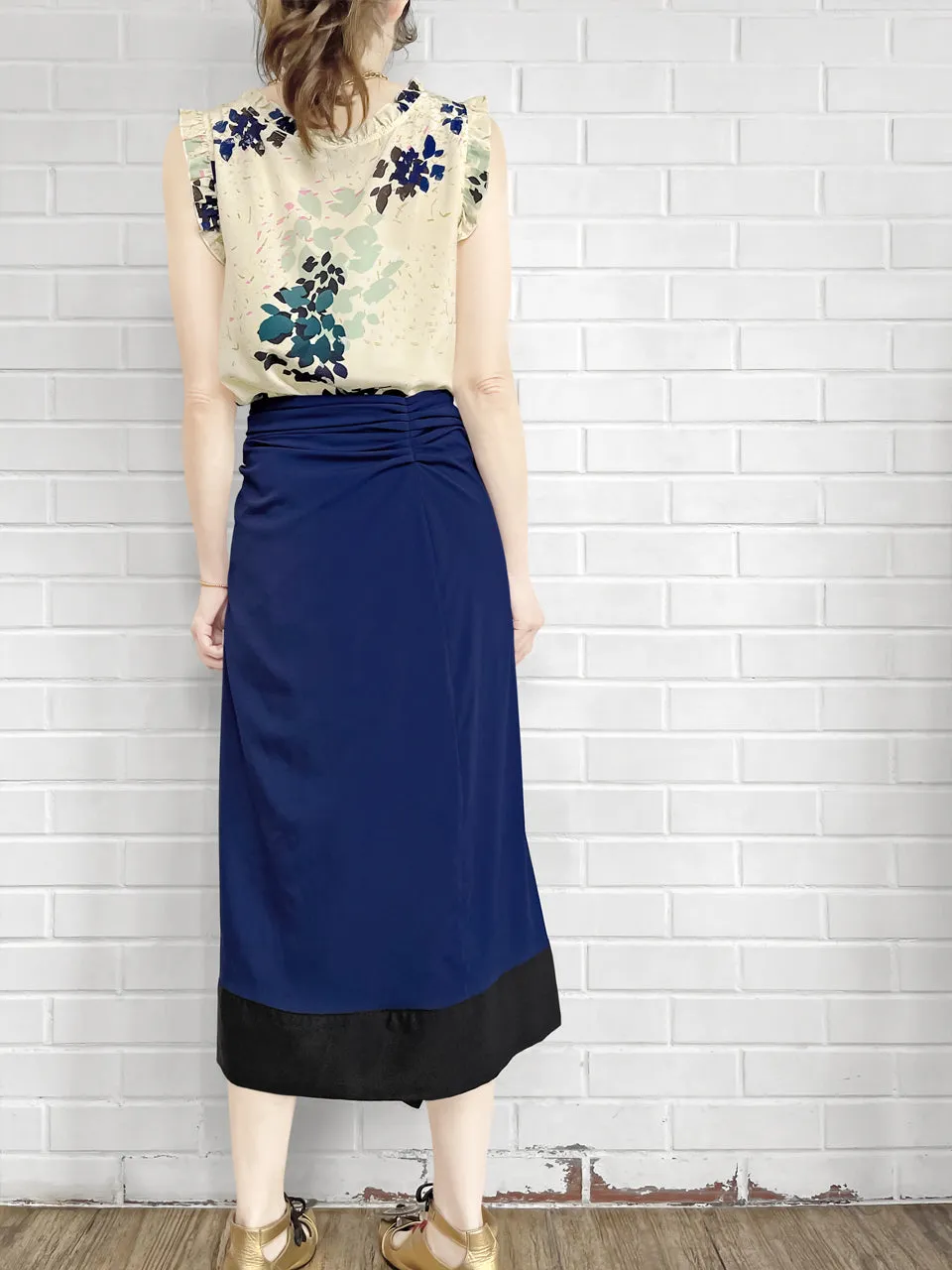 Surprise Sale! Electric Blue Asymmetric Drape Sarong Midi Skirt