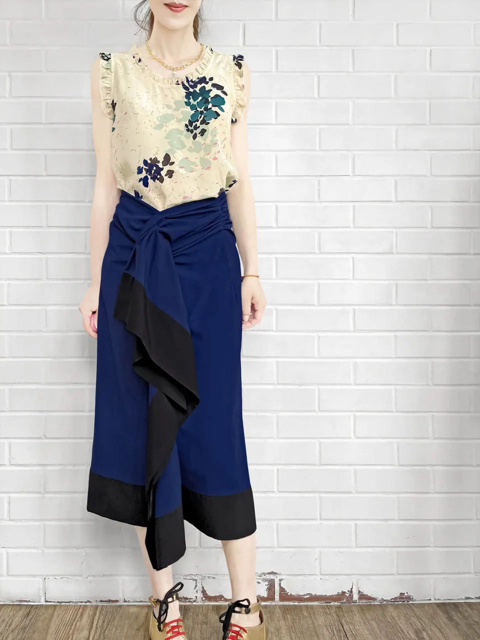 Surprise Sale! Electric Blue Asymmetric Drape Sarong Midi Skirt