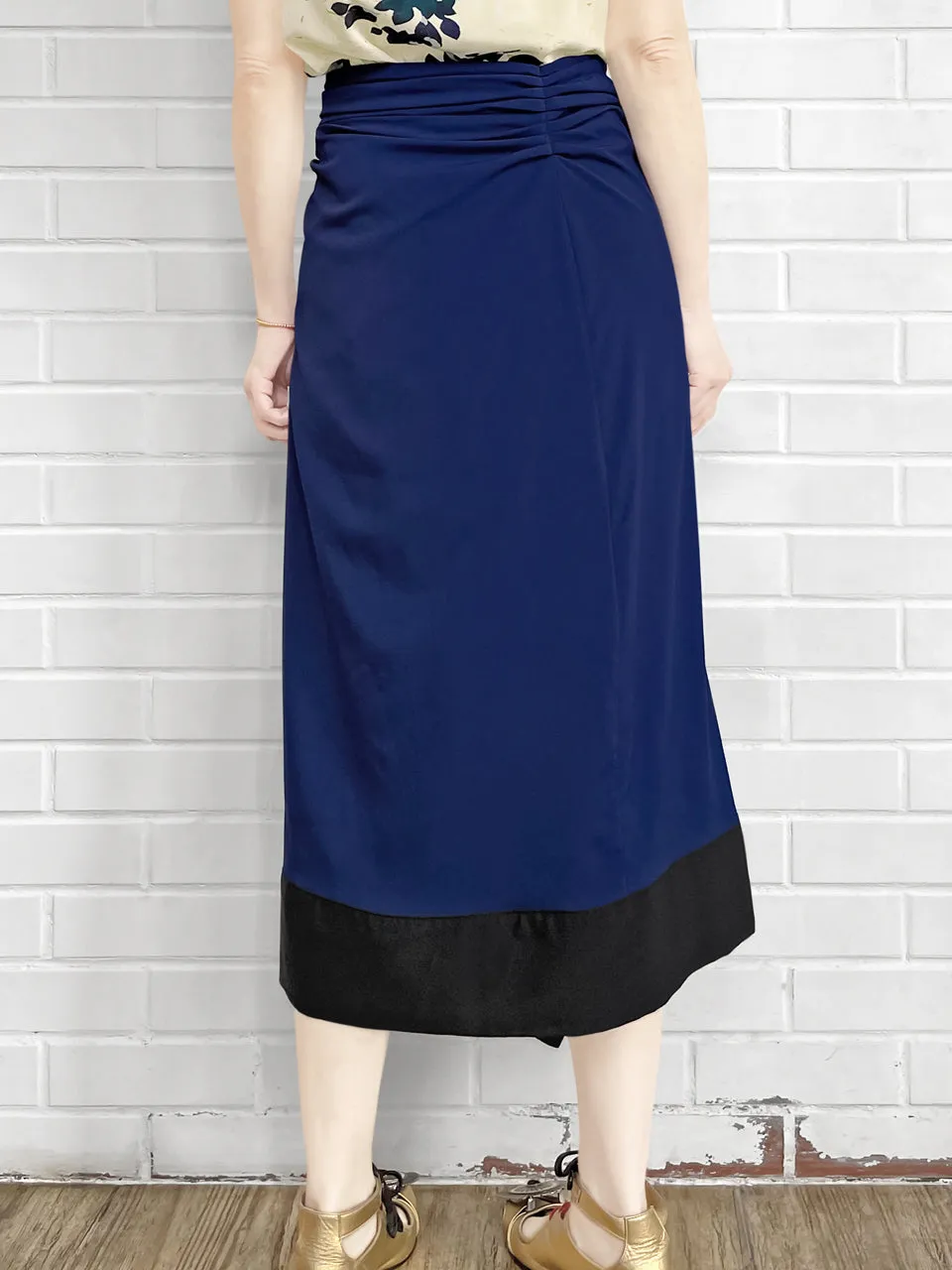 Surprise Sale! Electric Blue Asymmetric Drape Sarong Midi Skirt