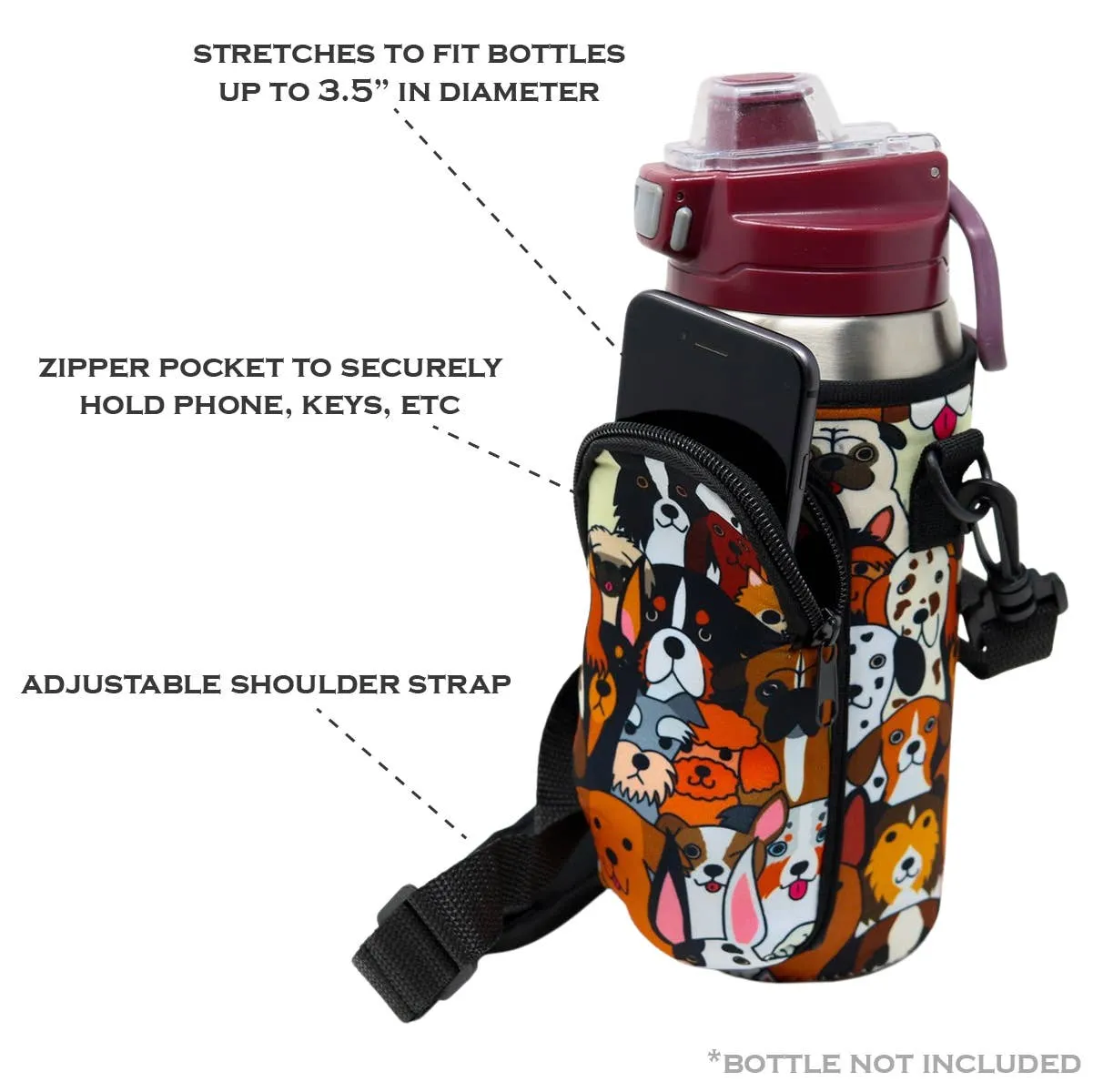 Tumbler Case On-the-Go Neoprene Cross Body Bag | Dog Lover